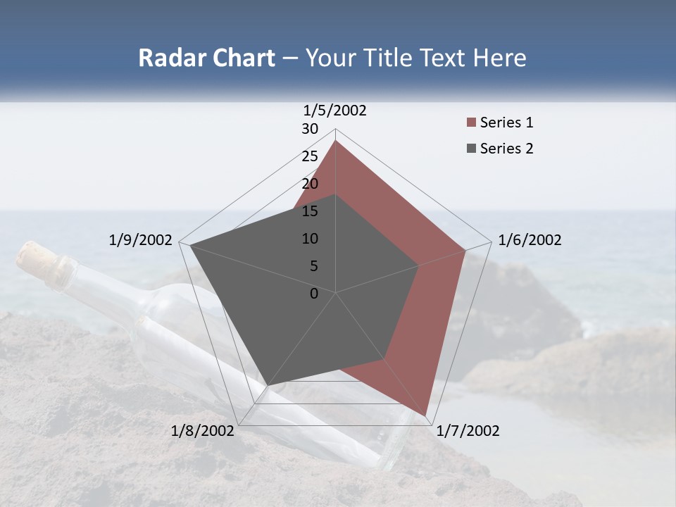 A Message In A Bottle On A Rocky Beach PowerPoint Template