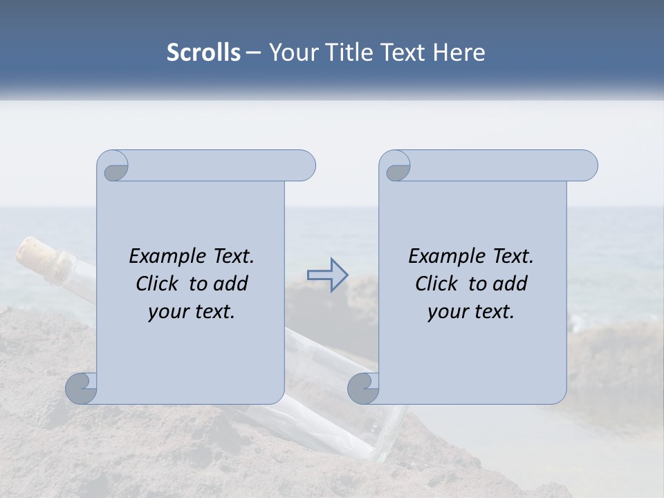 A Message In A Bottle On A Rocky Beach PowerPoint Template