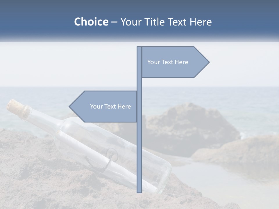 A Message In A Bottle On A Rocky Beach PowerPoint Template