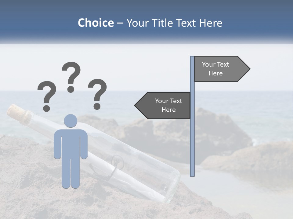 A Message In A Bottle On A Rocky Beach PowerPoint Template