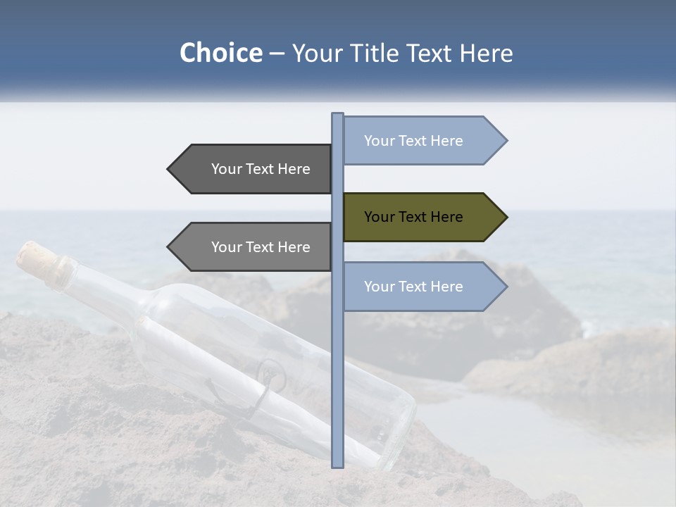 A Message In A Bottle On A Rocky Beach PowerPoint Template
