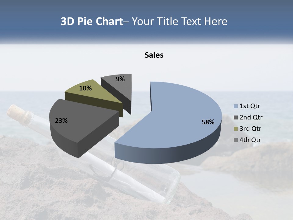 A Message In A Bottle On A Rocky Beach PowerPoint Template