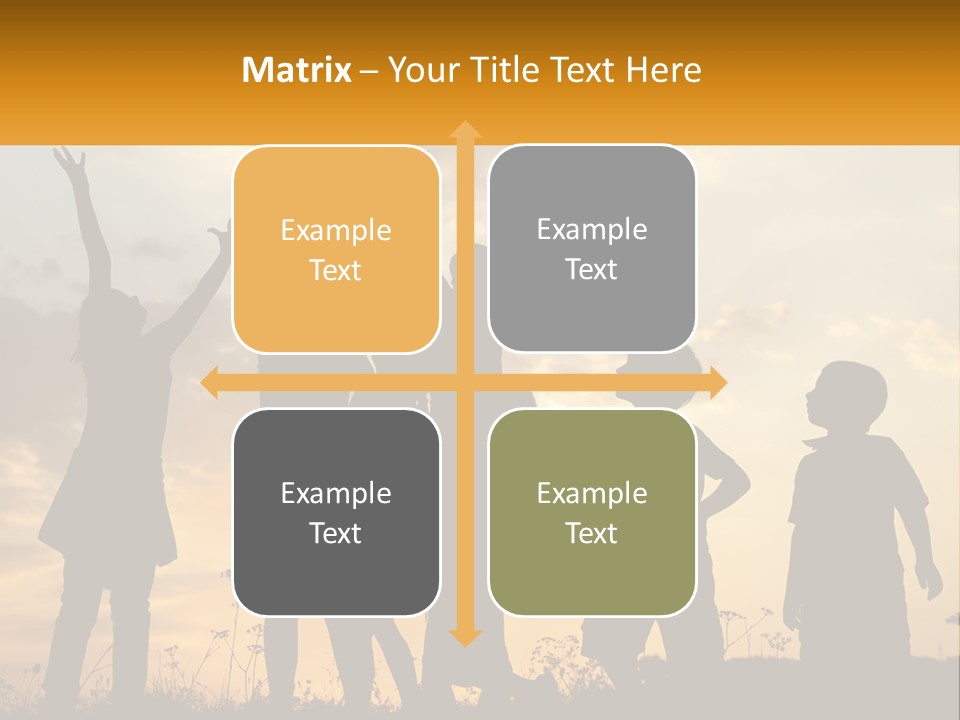 A Group Of Children Are Silhouetted Against A Sunset PowerPoint Template