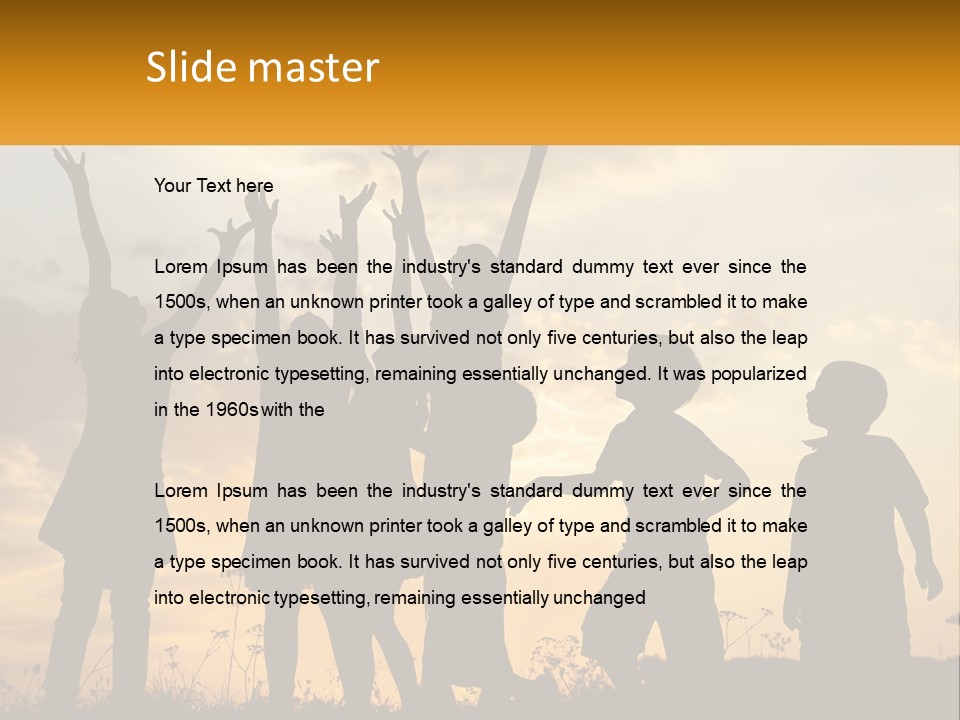 A Group Of Children Are Silhouetted Against A Sunset PowerPoint Template