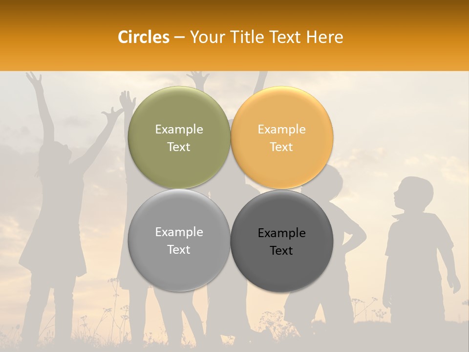 A Group Of Children Are Silhouetted Against A Sunset PowerPoint Template