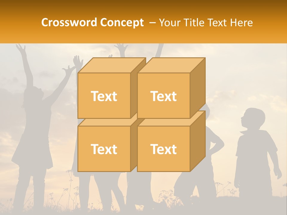 A Group Of Children Are Silhouetted Against A Sunset PowerPoint Template