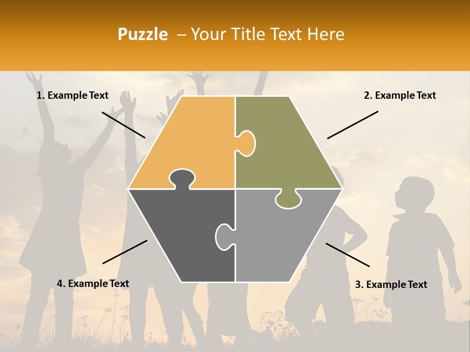 A Group Of Children Are Silhouetted Against A Sunset PowerPoint Template