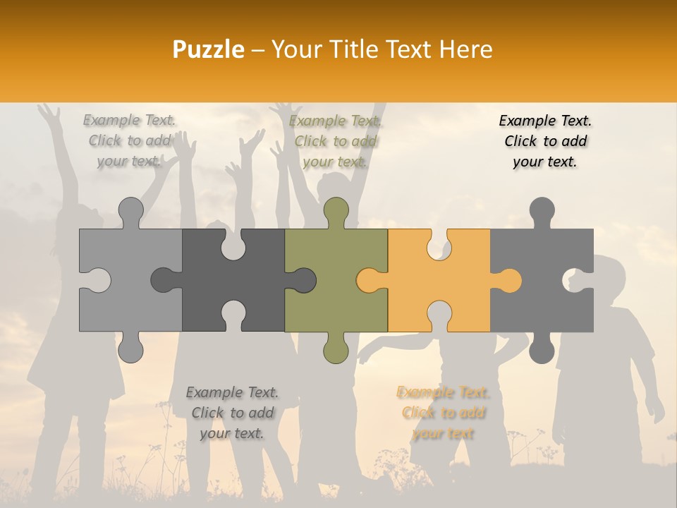 A Group Of Children Are Silhouetted Against A Sunset PowerPoint Template