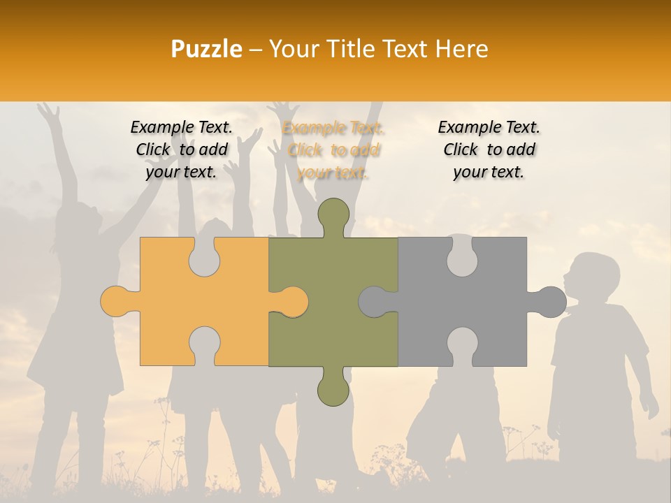 A Group Of Children Are Silhouetted Against A Sunset PowerPoint Template