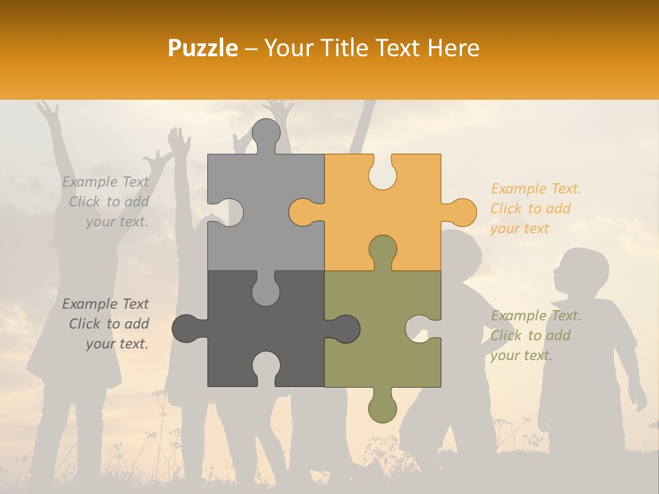 A Group Of Children Are Silhouetted Against A Sunset PowerPoint Template