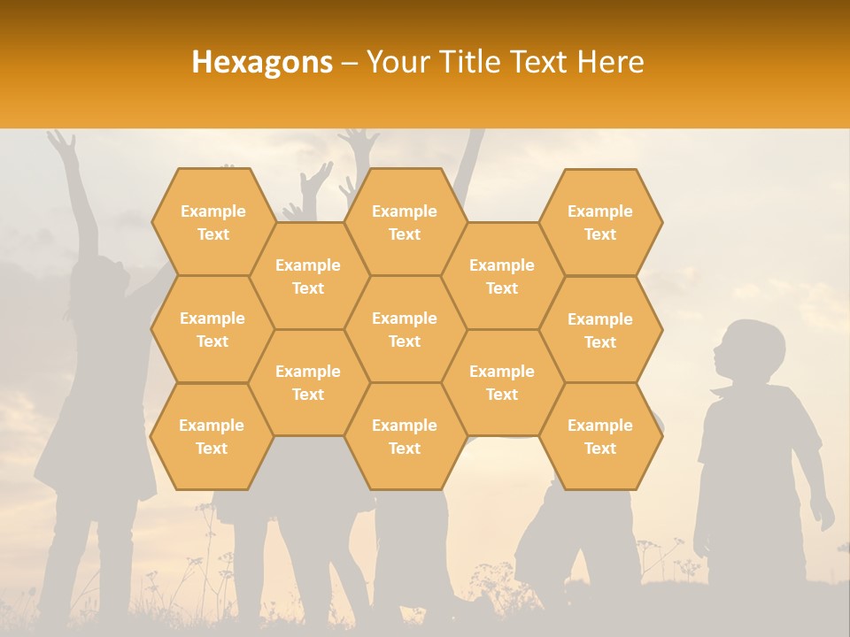 A Group Of Children Are Silhouetted Against A Sunset PowerPoint Template