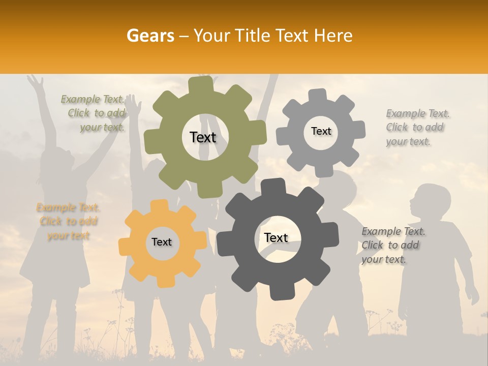 A Group Of Children Are Silhouetted Against A Sunset PowerPoint Template