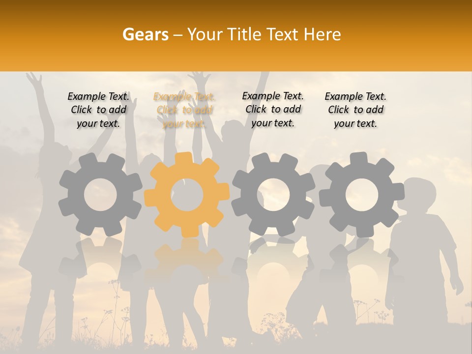 A Group Of Children Are Silhouetted Against A Sunset PowerPoint Template