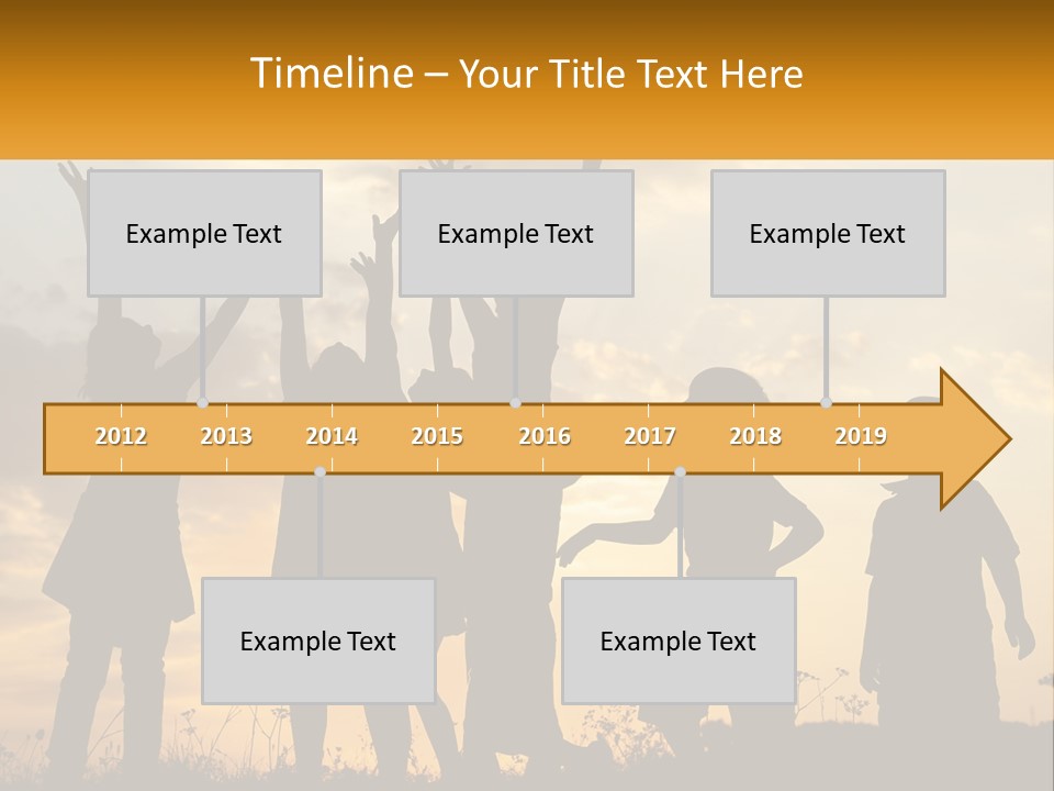 A Group Of Children Are Silhouetted Against A Sunset PowerPoint Template