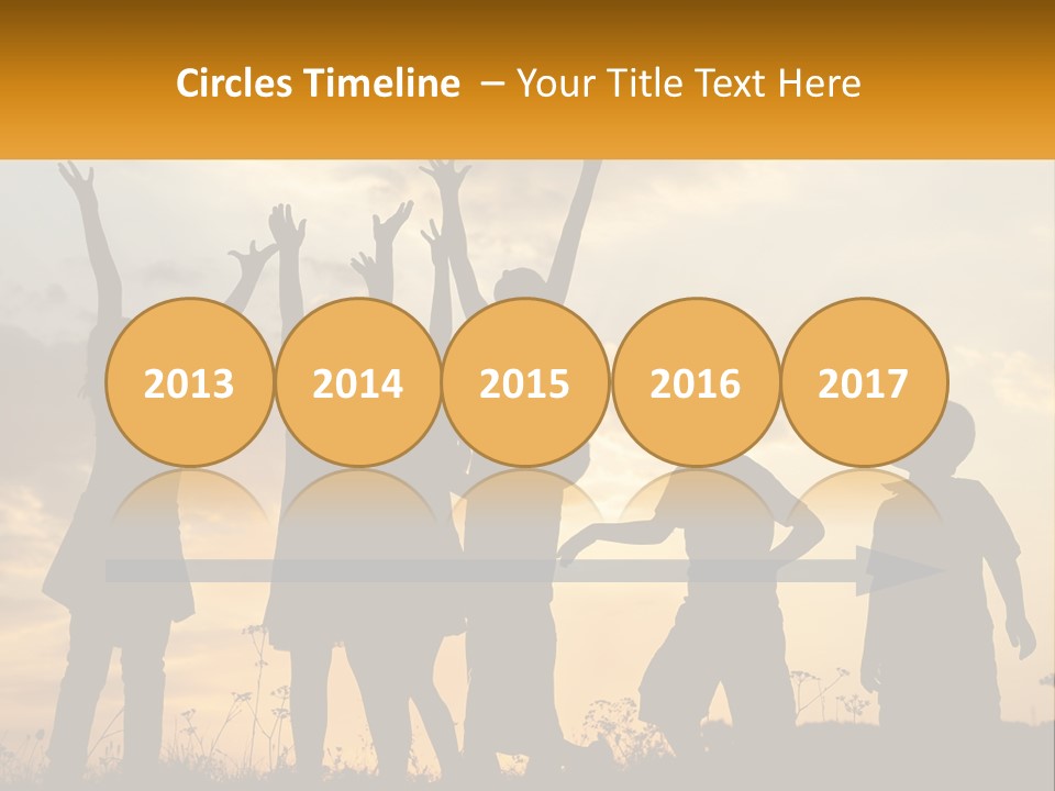 A Group Of Children Are Silhouetted Against A Sunset PowerPoint Template