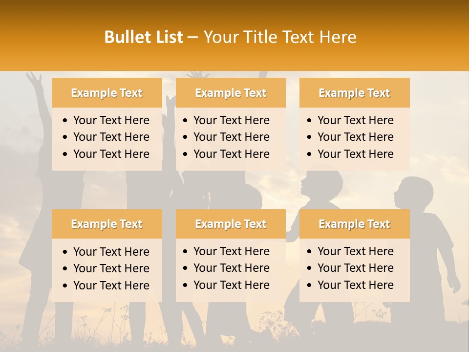 A Group Of Children Are Silhouetted Against A Sunset PowerPoint Template