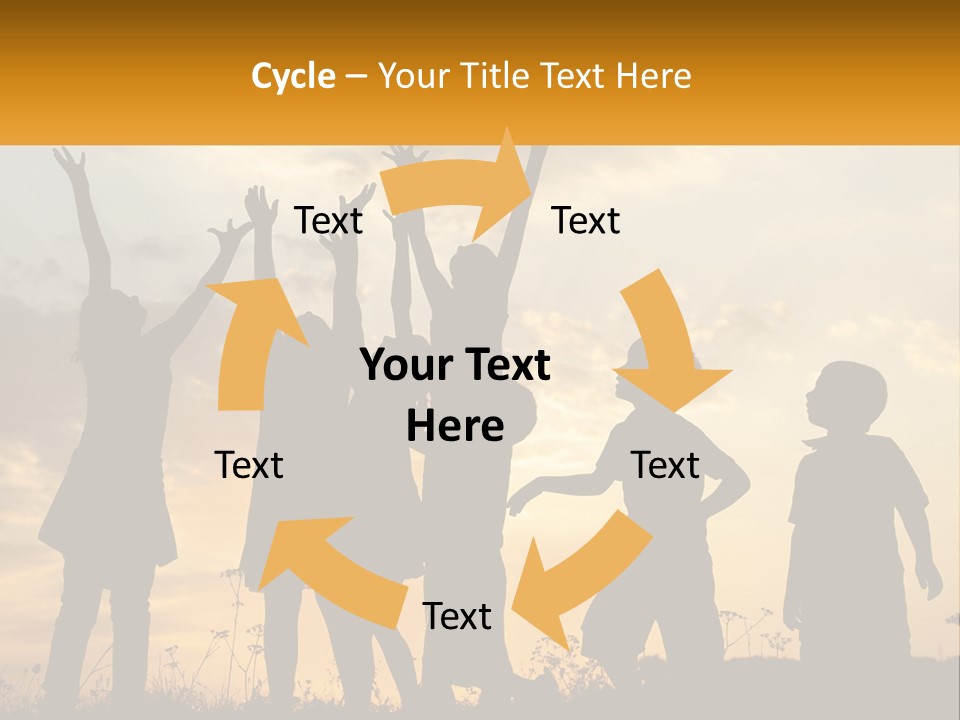 A Group Of Children Are Silhouetted Against A Sunset PowerPoint Template