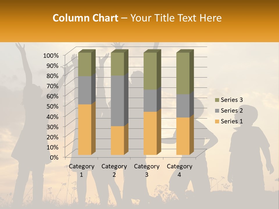 A Group Of Children Are Silhouetted Against A Sunset PowerPoint Template
