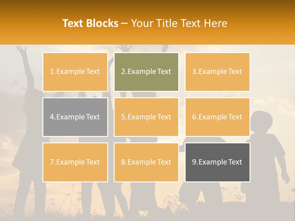 A Group Of Children Are Silhouetted Against A Sunset PowerPoint Template
