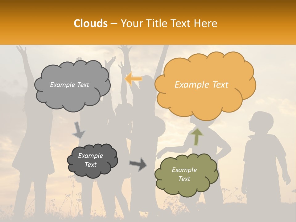 A Group Of Children Are Silhouetted Against A Sunset PowerPoint Template