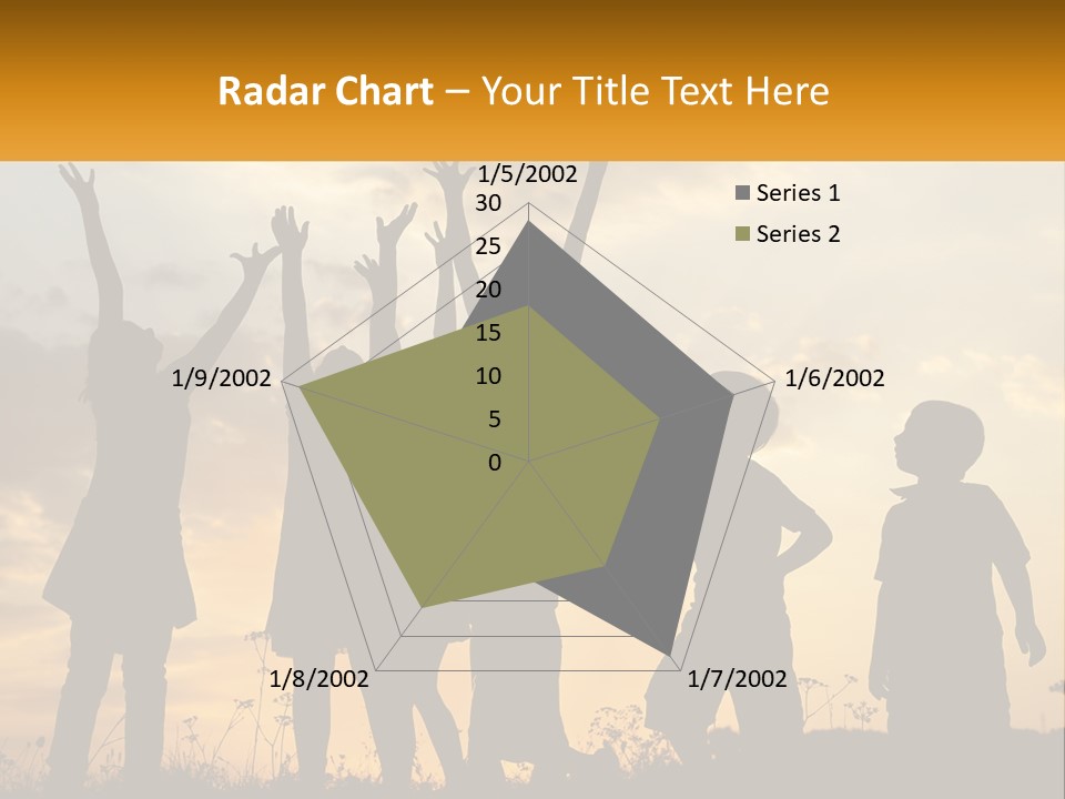 A Group Of Children Are Silhouetted Against A Sunset PowerPoint Template