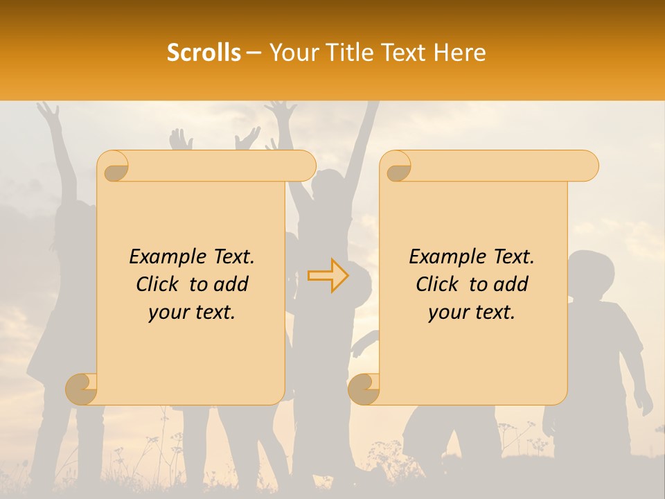 A Group Of Children Are Silhouetted Against A Sunset PowerPoint Template