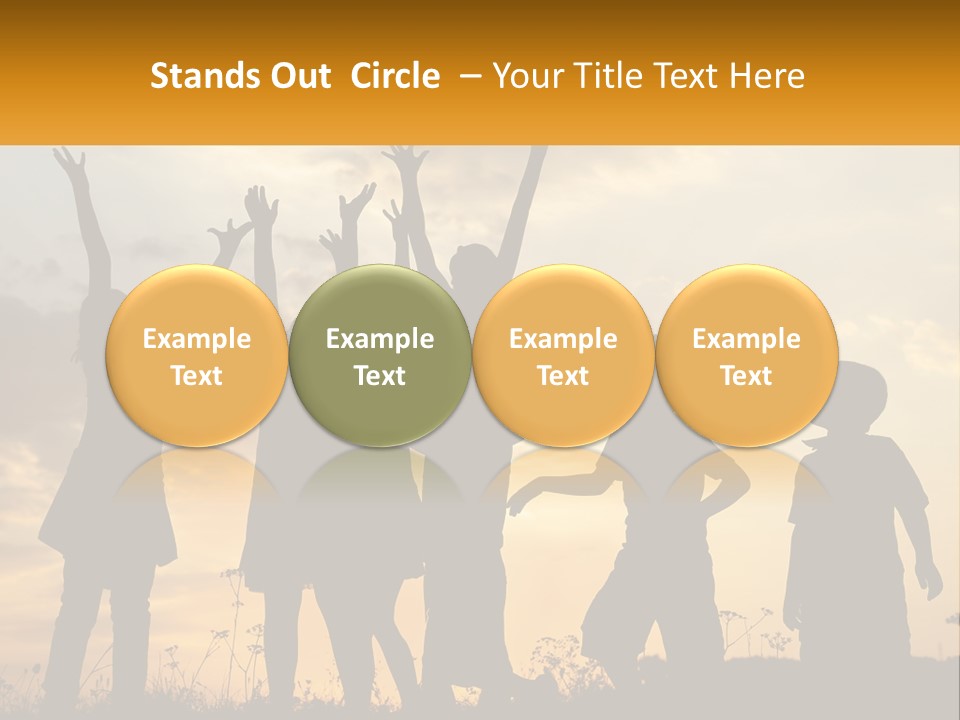 A Group Of Children Are Silhouetted Against A Sunset PowerPoint Template