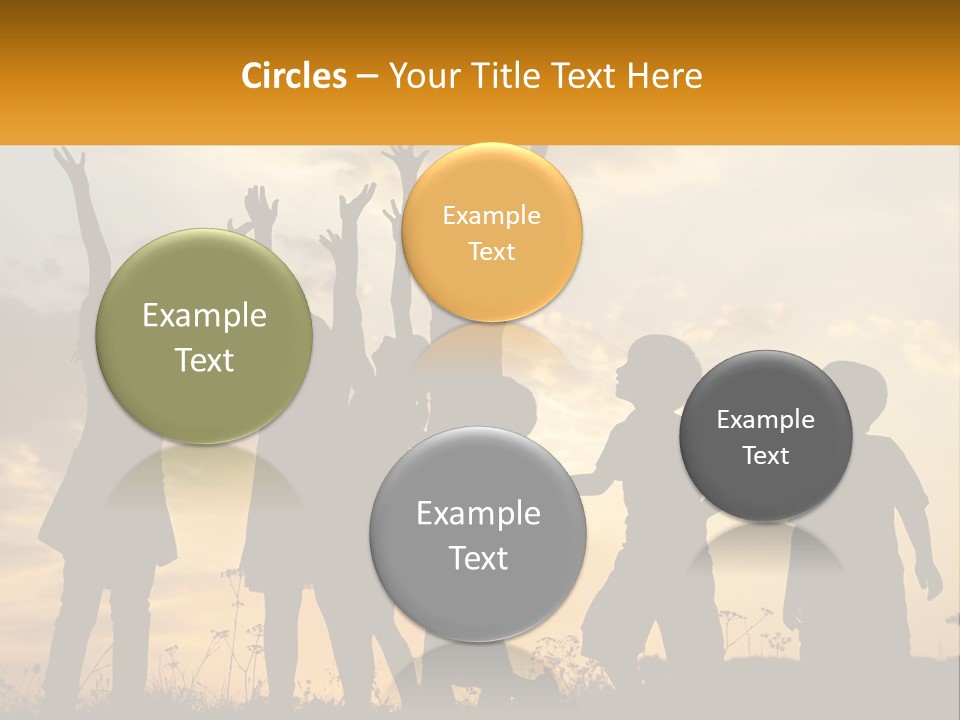 A Group Of Children Are Silhouetted Against A Sunset PowerPoint Template