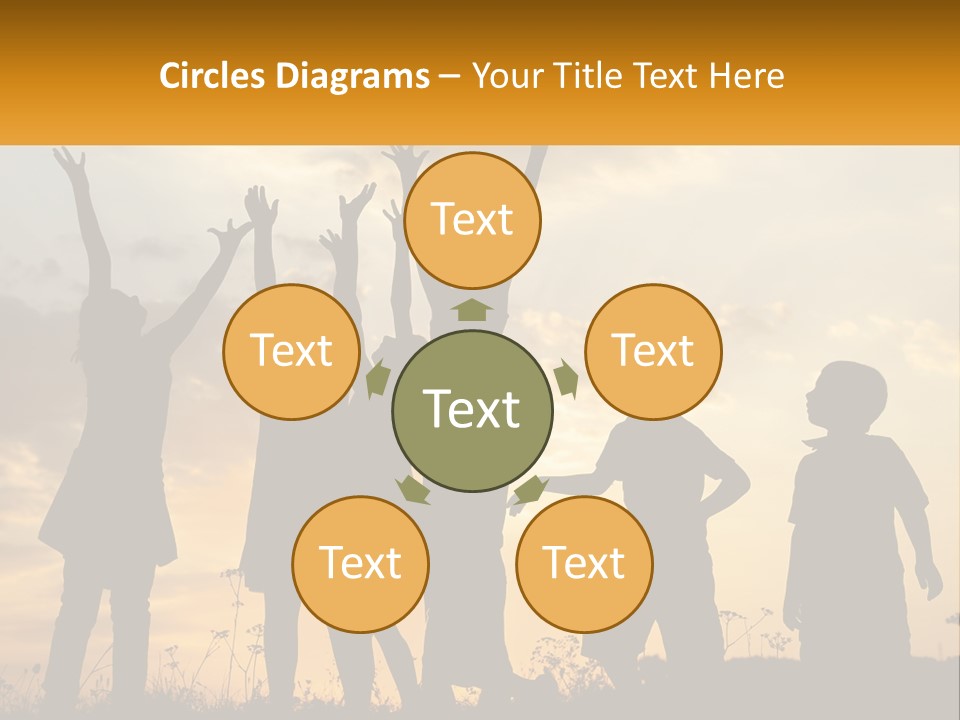 A Group Of Children Are Silhouetted Against A Sunset PowerPoint Template