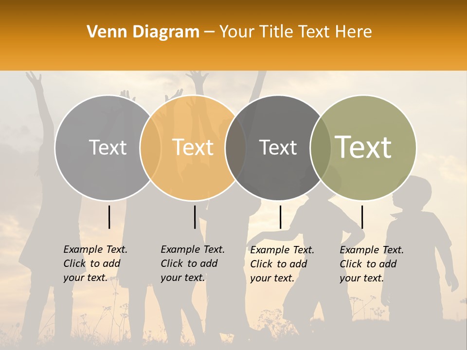 A Group Of Children Are Silhouetted Against A Sunset PowerPoint Template