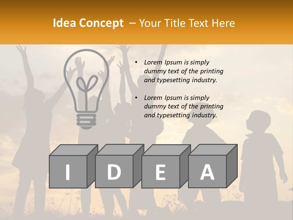 A Group Of Children Are Silhouetted Against A Sunset PowerPoint Template