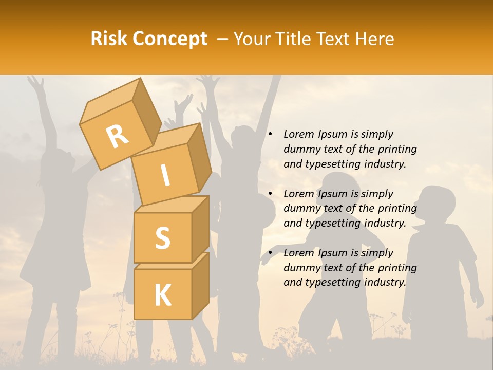 A Group Of Children Are Silhouetted Against A Sunset PowerPoint Template