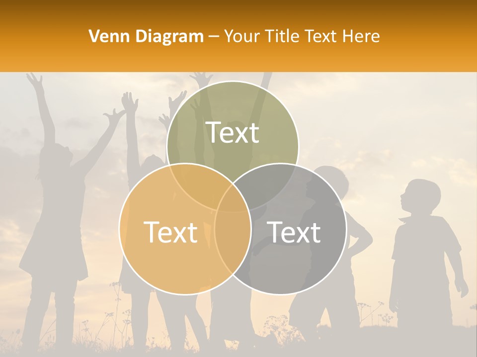 A Group Of Children Are Silhouetted Against A Sunset PowerPoint Template