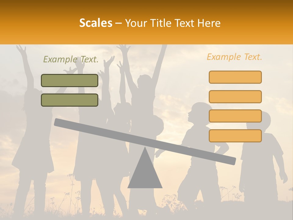 A Group Of Children Are Silhouetted Against A Sunset PowerPoint Template