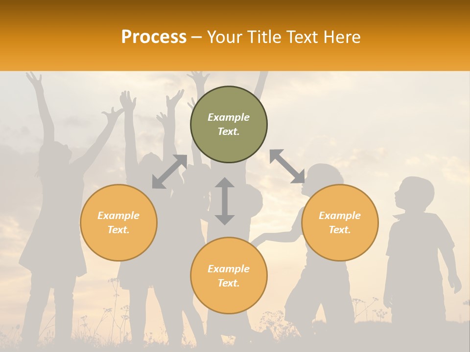 A Group Of Children Are Silhouetted Against A Sunset PowerPoint Template