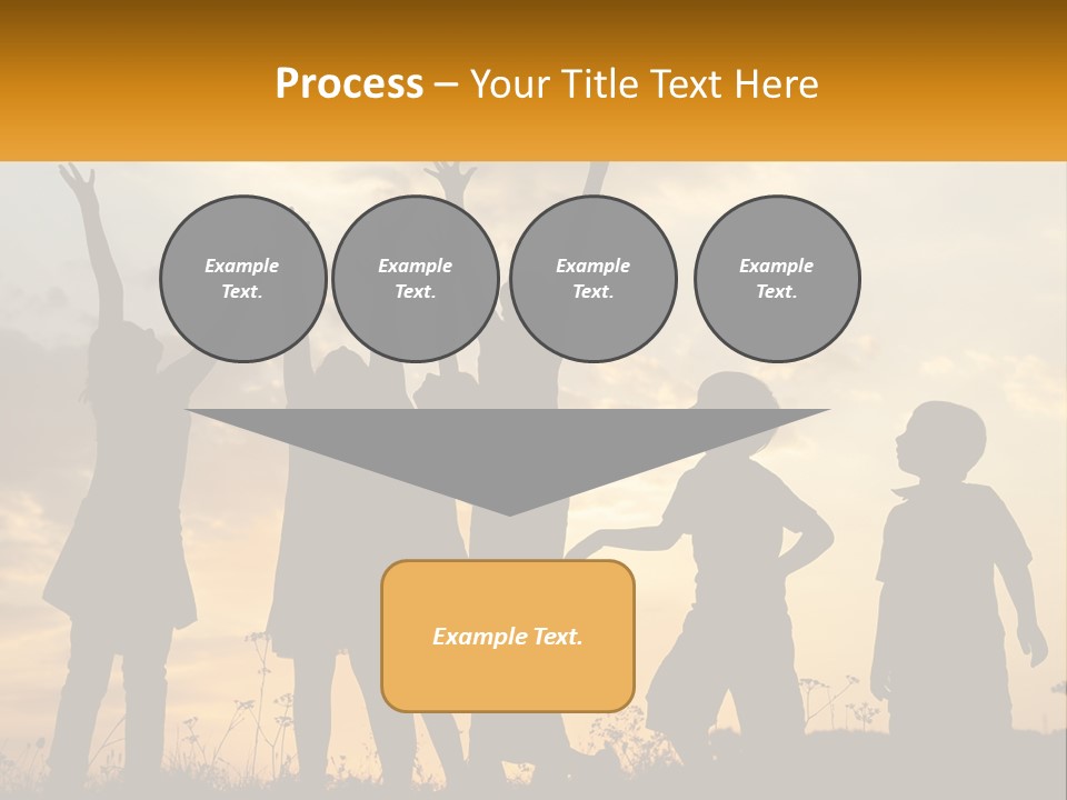 A Group Of Children Are Silhouetted Against A Sunset PowerPoint Template