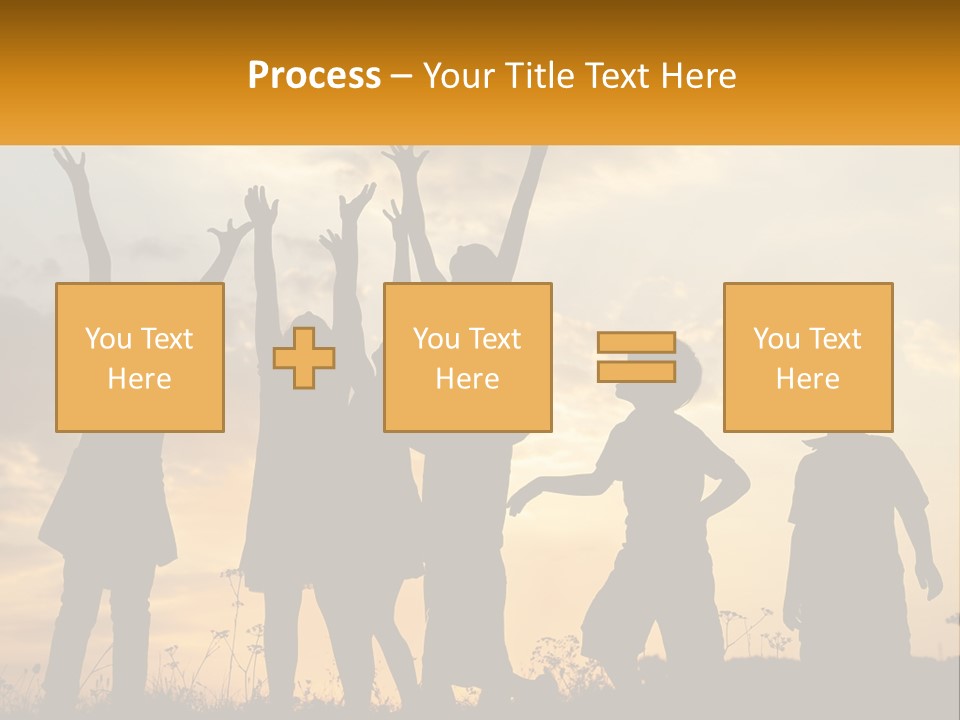 A Group Of Children Are Silhouetted Against A Sunset PowerPoint Template