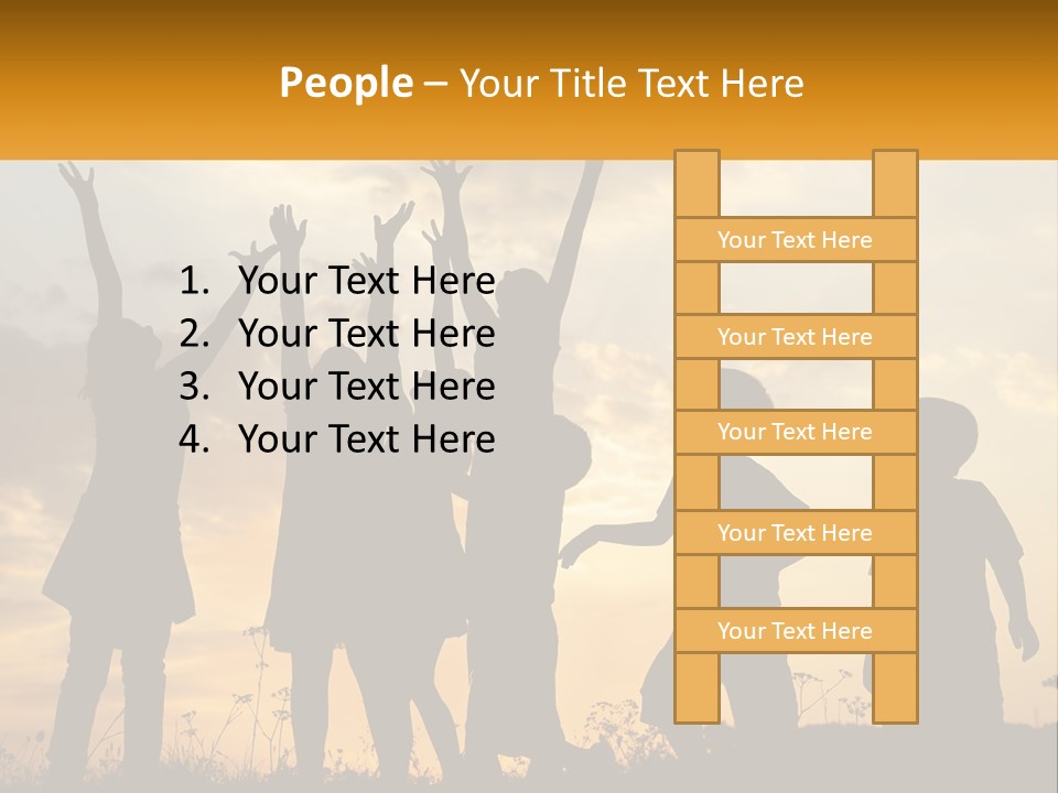 A Group Of Children Are Silhouetted Against A Sunset PowerPoint Template