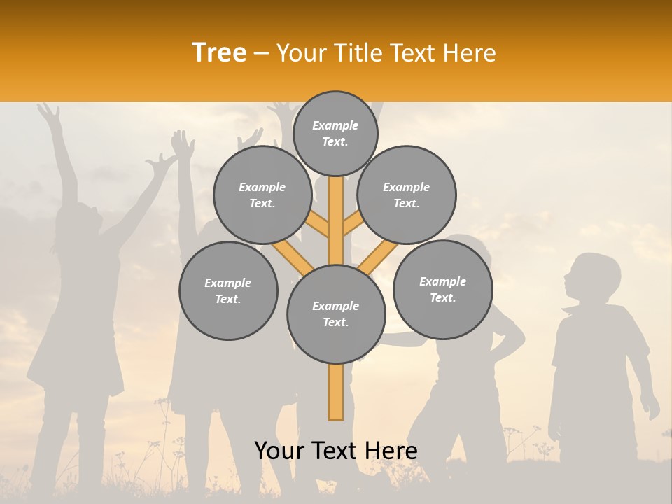 A Group Of Children Are Silhouetted Against A Sunset PowerPoint Template