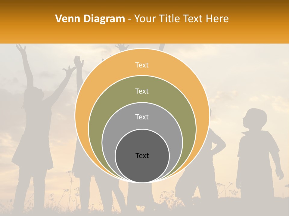 A Group Of Children Are Silhouetted Against A Sunset PowerPoint Template