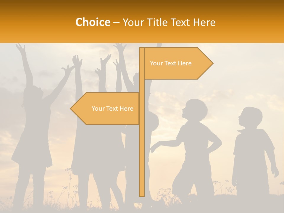A Group Of Children Are Silhouetted Against A Sunset PowerPoint Template