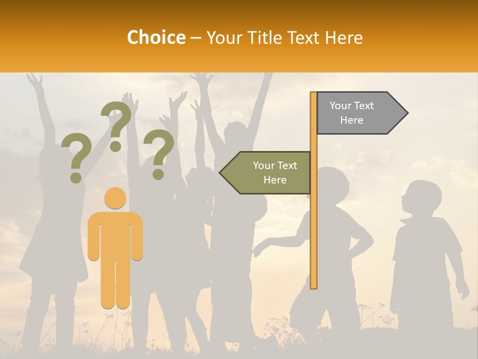 A Group Of Children Are Silhouetted Against A Sunset PowerPoint Template