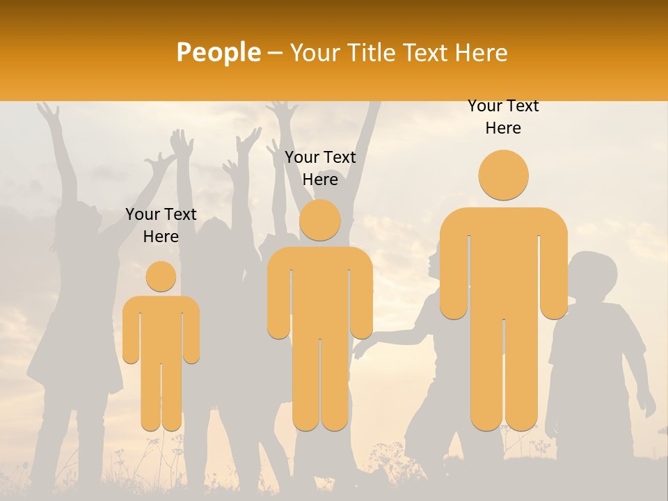 A Group Of Children Are Silhouetted Against A Sunset PowerPoint Template