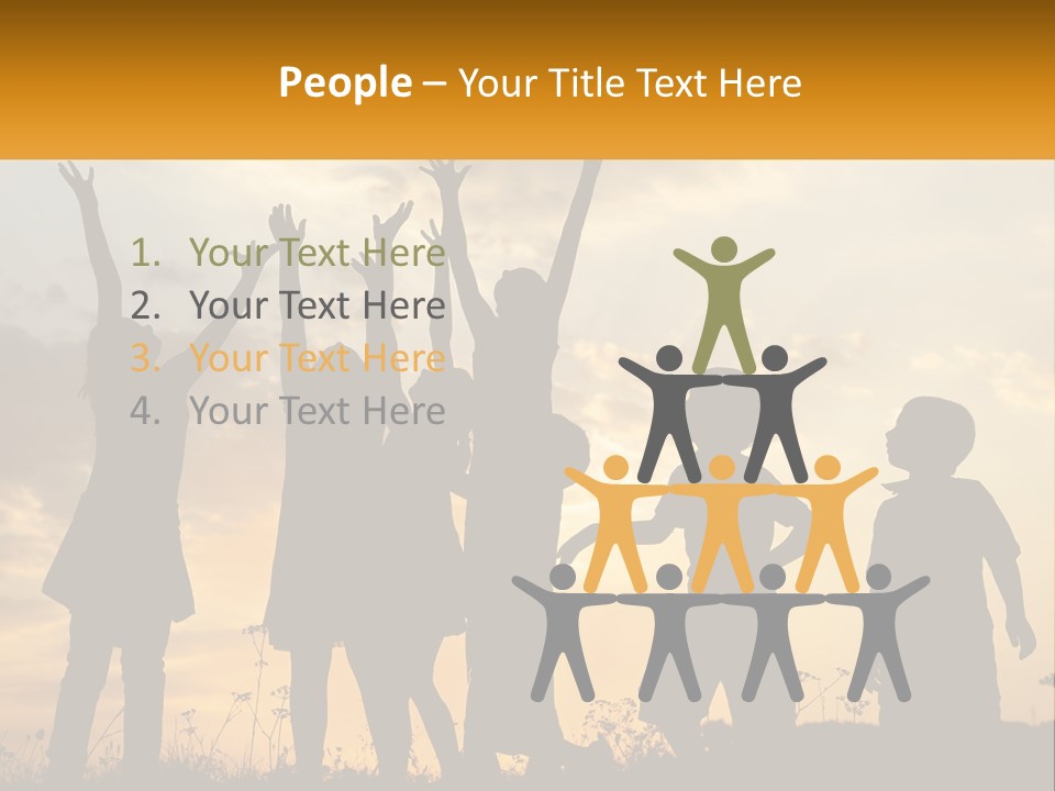 A Group Of Children Are Silhouetted Against A Sunset PowerPoint Template