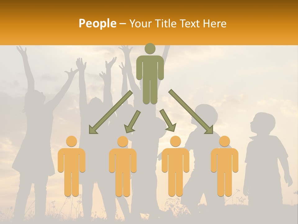 A Group Of Children Are Silhouetted Against A Sunset PowerPoint Template