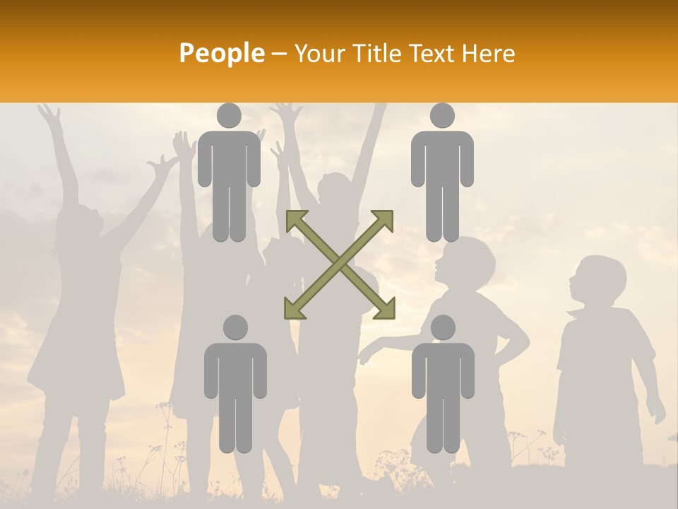 A Group Of Children Are Silhouetted Against A Sunset PowerPoint Template