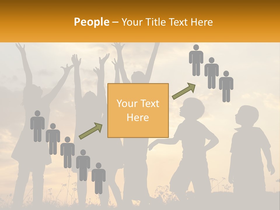 A Group Of Children Are Silhouetted Against A Sunset PowerPoint Template