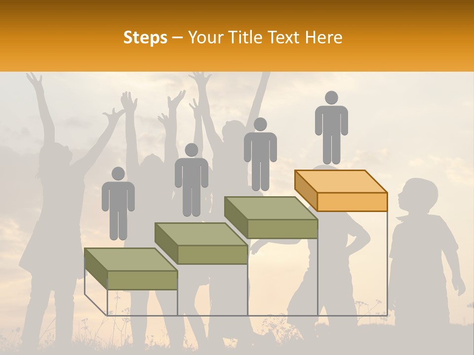 A Group Of Children Are Silhouetted Against A Sunset PowerPoint Template