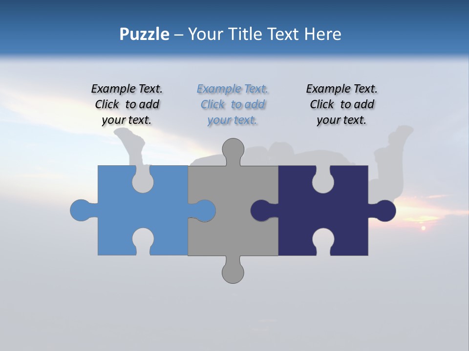 Two People Jumping Into The Air With A Sky Background PowerPoint Template