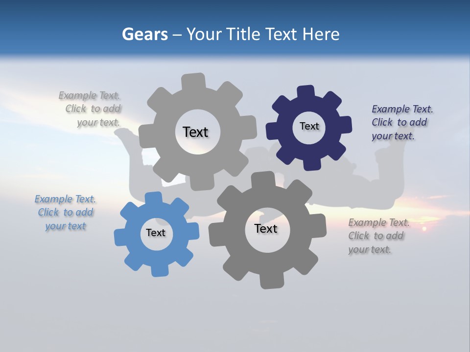 Two People Jumping Into The Air With A Sky Background PowerPoint Template